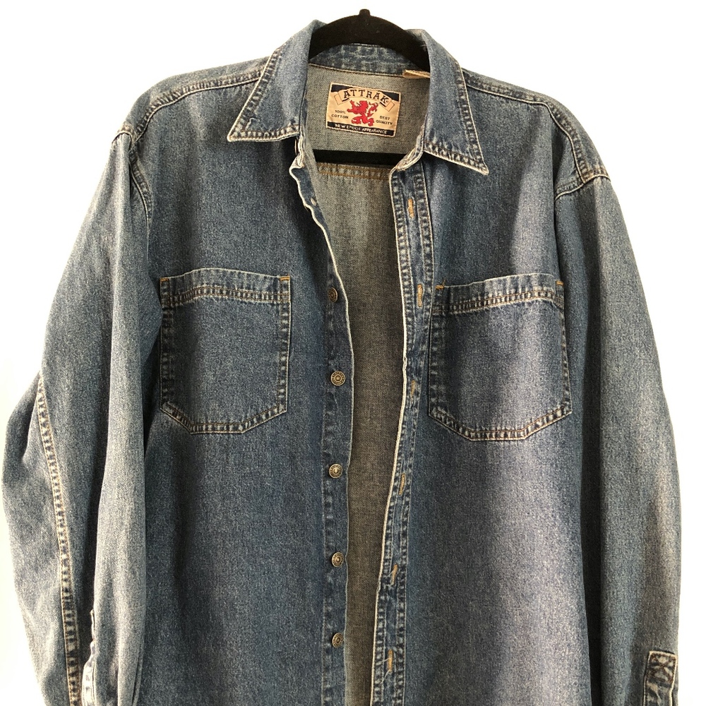 Men's Vintage 1990s Attrak 100 Cotton Shirt Med